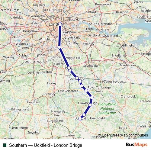 Southern rail Line Map