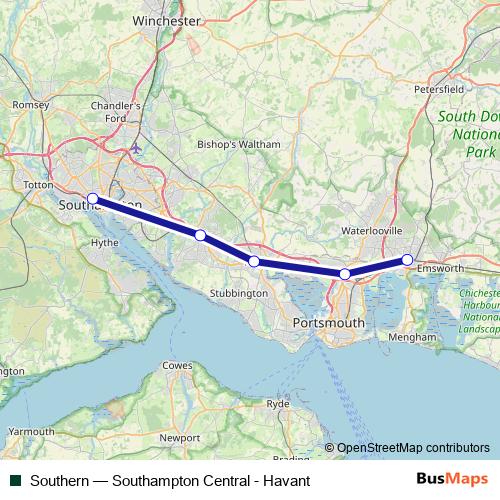 Southern rail Line Map