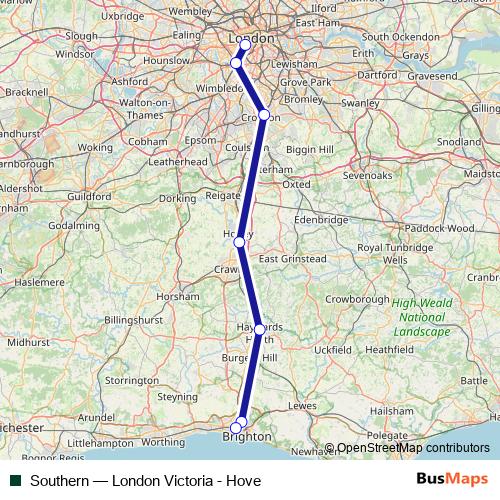 Southern rail Line Map