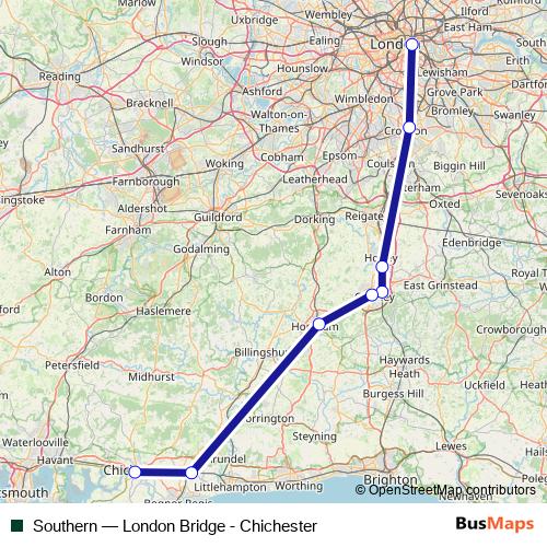 Southern rail Line Map