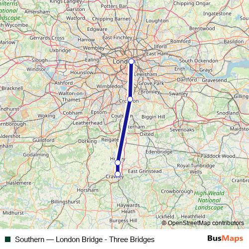 Southern rail Line Map