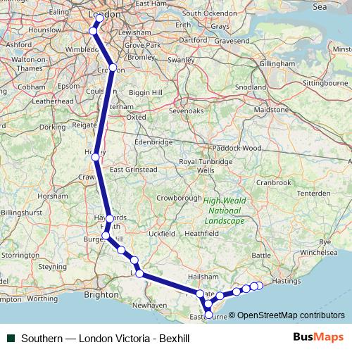 Southern rail Line Map