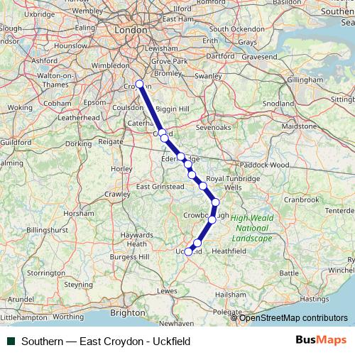 Southern rail Line Map