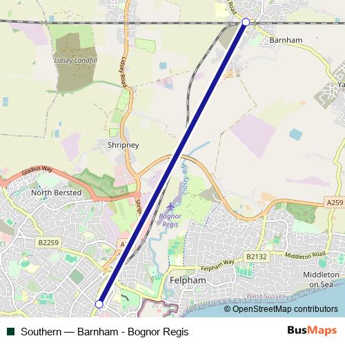 Southern rail Line Map