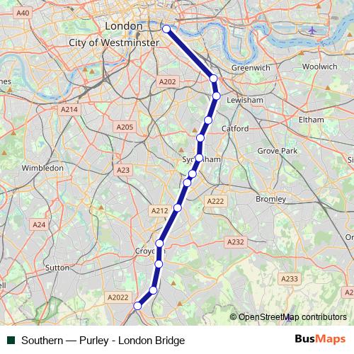 Southern rail Line Map