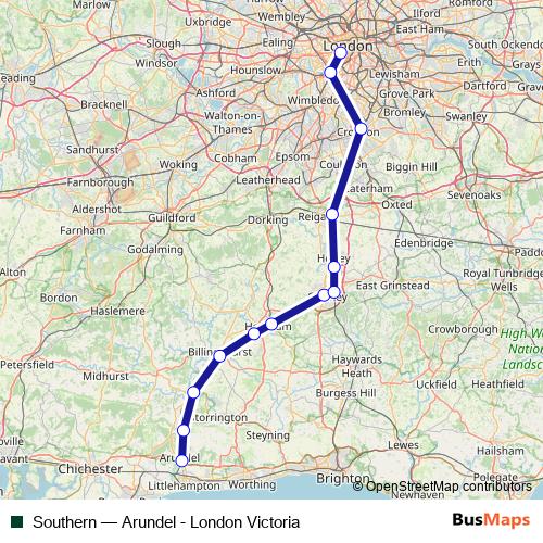Southern rail Line Map