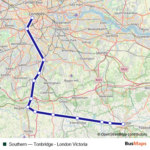 Southern rail Line Map