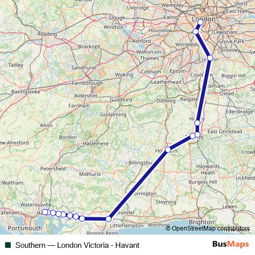 Southern rail Line Map