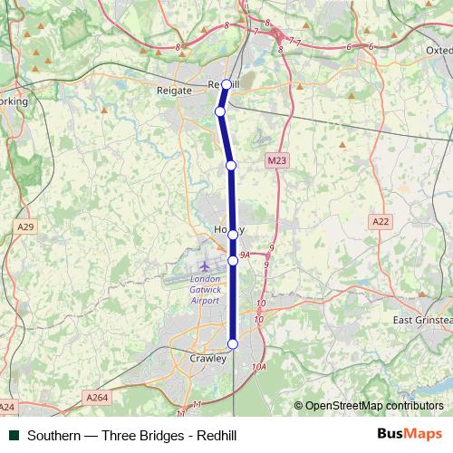 Southern rail Line Map
