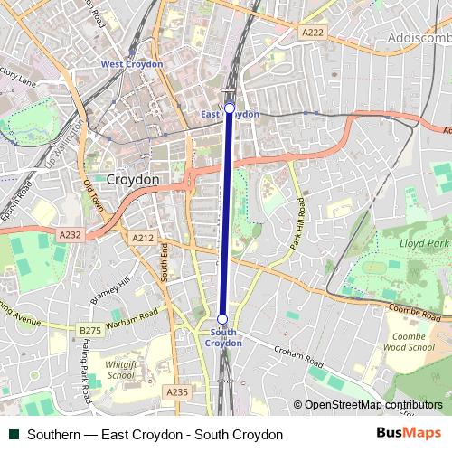 Southern rail Line Map