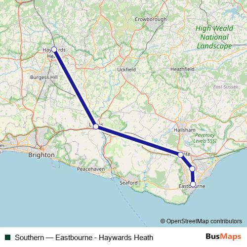 Southern rail Line Map