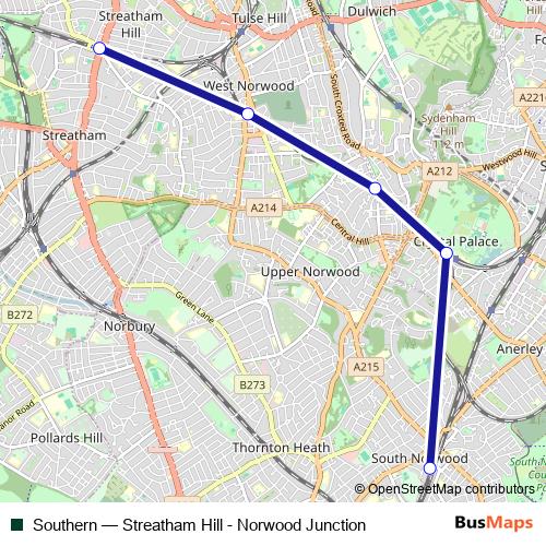 Southern rail Line Map