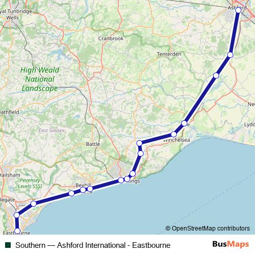Southern rail Line Map