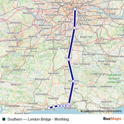 Southern rail Line Map
