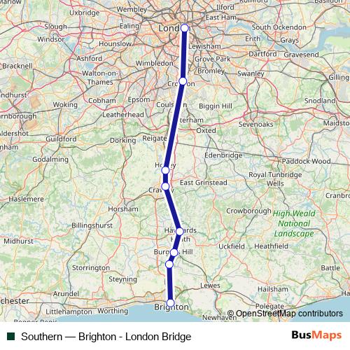 Southern rail Line Map