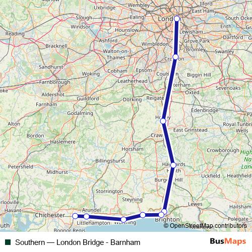 Southern rail Line Map
