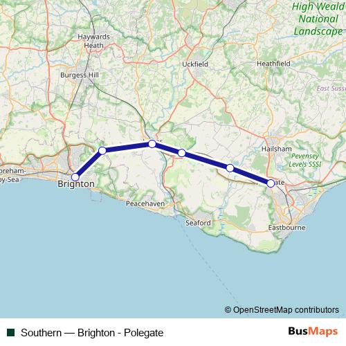 Southern rail Line Map