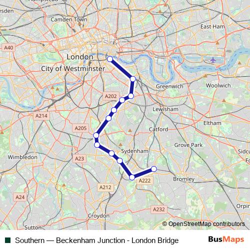 Southern rail Line Map
