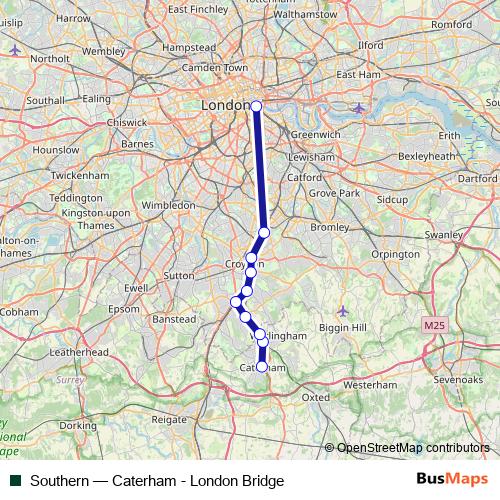 Southern rail Line Map
