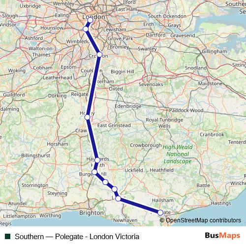 Southern rail Line Map