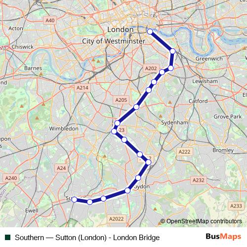 Southern rail Line Map