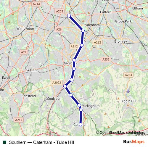Southern rail Line Map