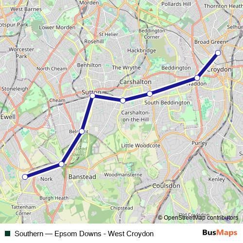 Southern rail Line Map