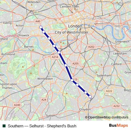 Southern rail Line Map