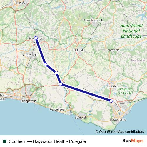 Southern rail Line Map