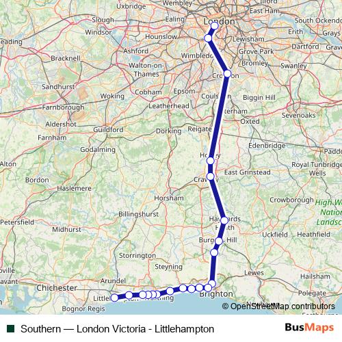 Southern rail Line Map