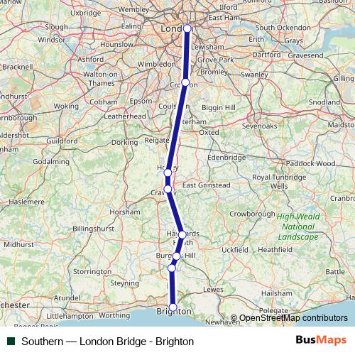 Southern rail Line Map