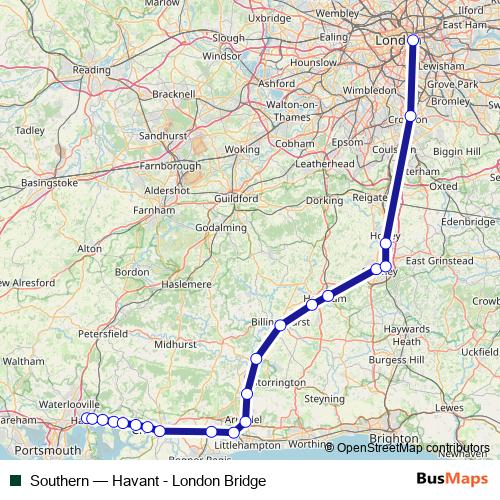 Southern rail Line Map