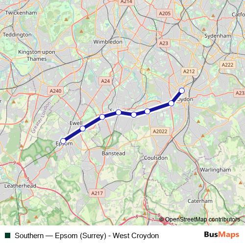 Southern rail Line Map