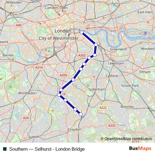 Southern rail Line Map
