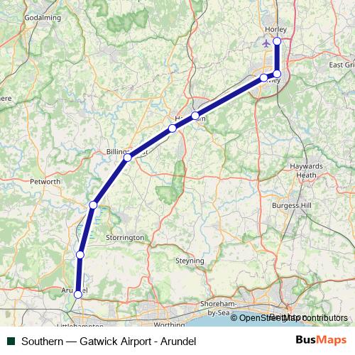Southern rail Line Map