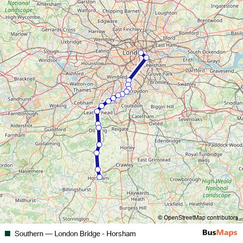 Southern rail Line Map