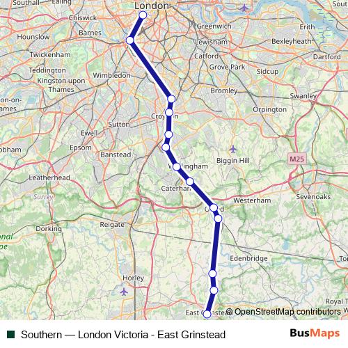 Southern rail Line Map