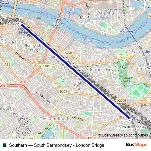 Southern rail Line Map