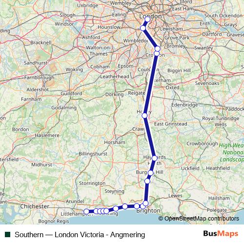 Southern rail Line Map