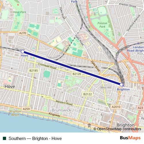 Southern rail Line Map