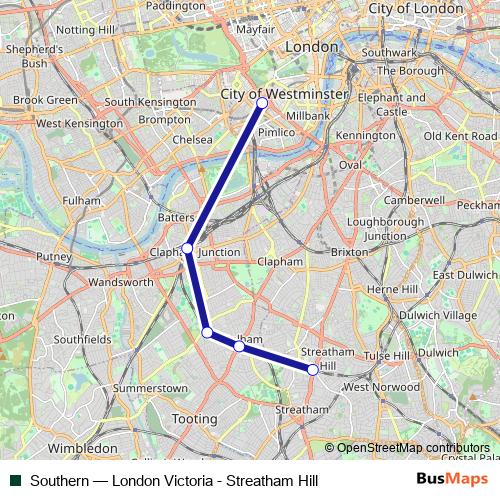 Southern rail Line Map