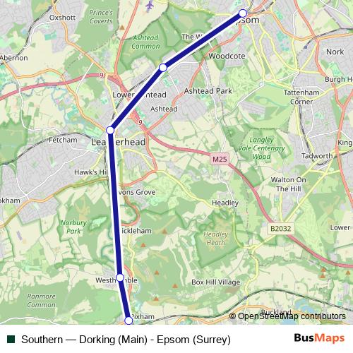 Southern rail Line Map