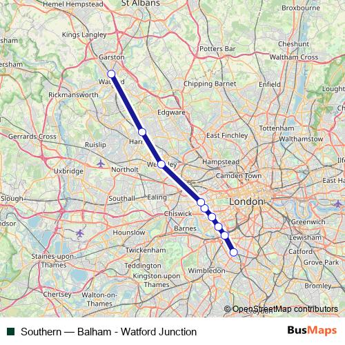 Southern rail Line Map