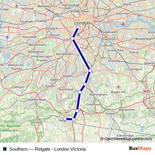 Southern rail Line Map