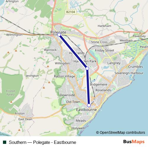 Southern rail Line Map