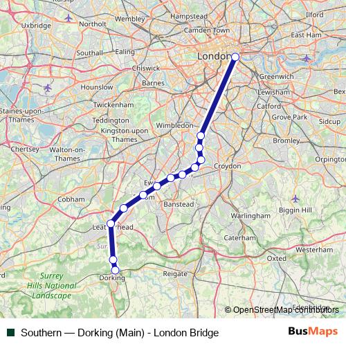 Southern rail Line Map