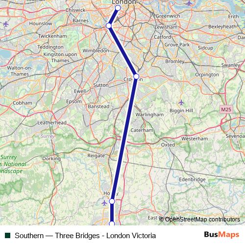 Southern rail Line Map