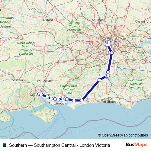 Southern rail Line Map