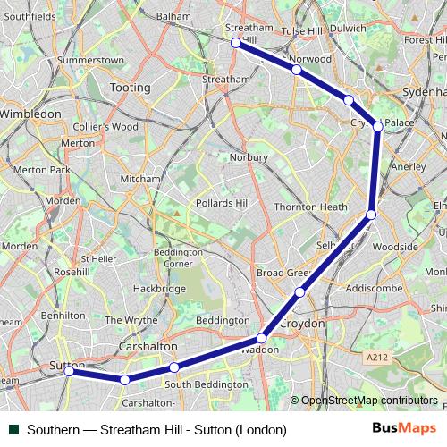 Southern rail Line Map