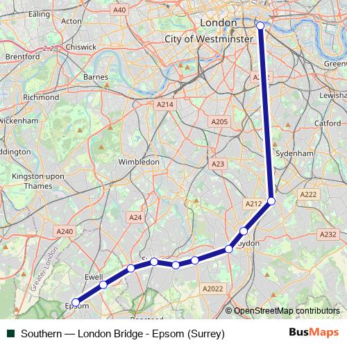 Southern rail Line Map